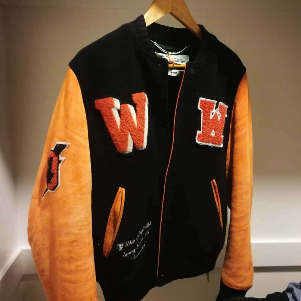 OFF WHITE VARSITY JACKET FROM THIS SEASON.